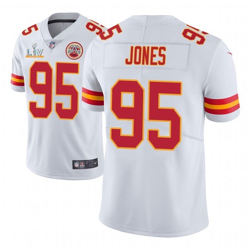 Men's Kansas City Chiefs #95 Chris Jones White 2021 Super Bowl LV Limited Stitched NFL Jersey - Click Image to Close